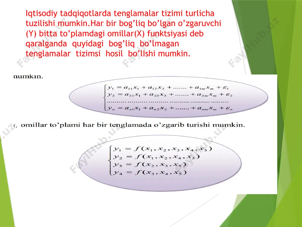 delda (t·e) tekslangan qiymatlarni topish; 4. (t+e) yoki (t·e) darajalarni analitik tekslash va hosil bo’lgan trend tenglamasini qo’llab t ning qiymatlarini hisoblash; 5. hosil bo’lgan modelda (t+e) yoki (t·e)ning qiymatlarini hisoblash; 6. mutloq va/yoki nisbiy hatoliklarni hisoblash. esty e’tiboringiz uchun raxmat!!! image1.jpeg image2.png image3.png image4.png image5.png image6.png image7.png /docprops/thumbnail.jpeg