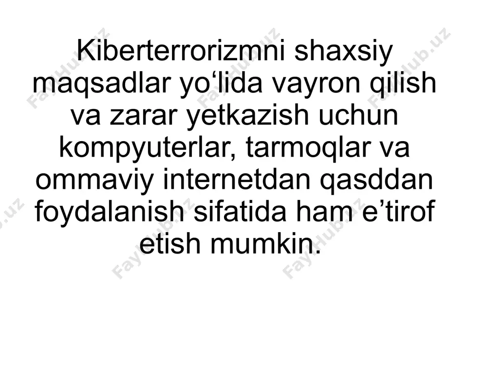 kiber makon, kiber terrorizm, kiber zoʻravonlik tushunchalari - Page 2