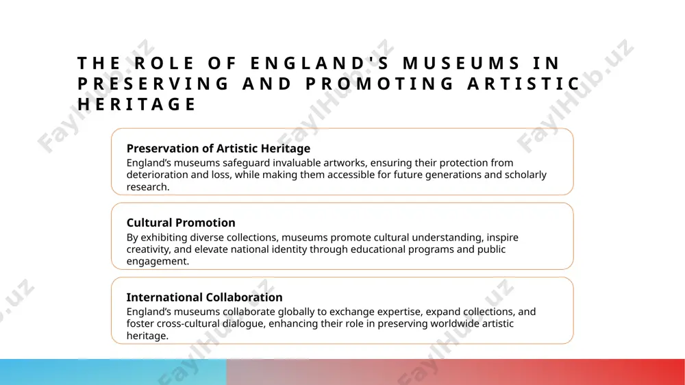 utions. journal of cultural heritage, 2021. 4. johnson, r. the role of national museums in england: a historical perspective. cambridge museum review, 2019. 5. williams, p. engaging the public: educational strategies in england's art galleries and museums. international journal of museum education, 2022. thank you! /docprops/thumbnail.jpeg