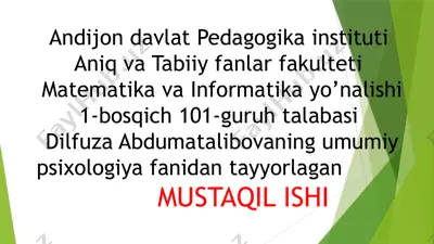 mustaqil ish: gerontopsixologiya — PPTX