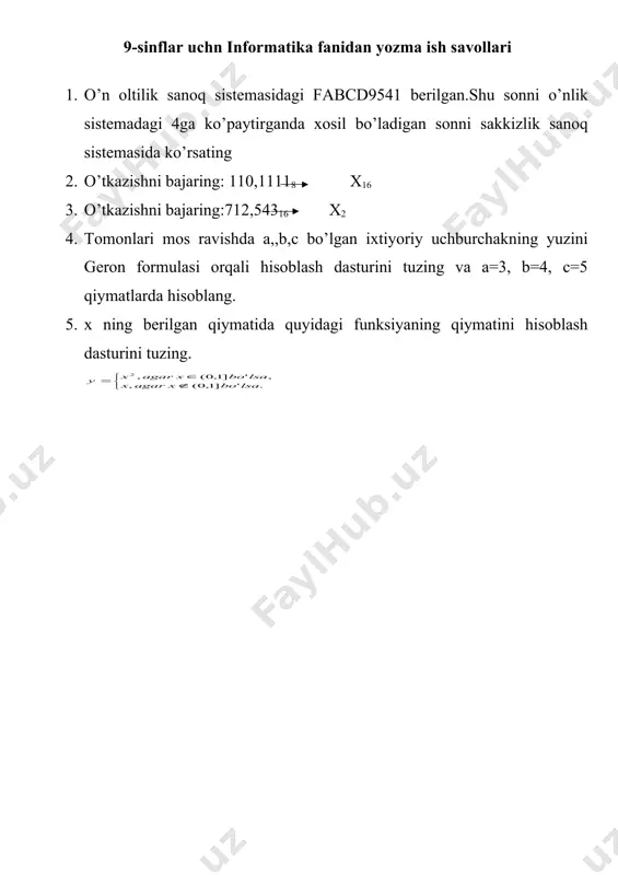 9- sinflar uchun informatika fanidan saralash bosqichi uchun test savollari - Page 3