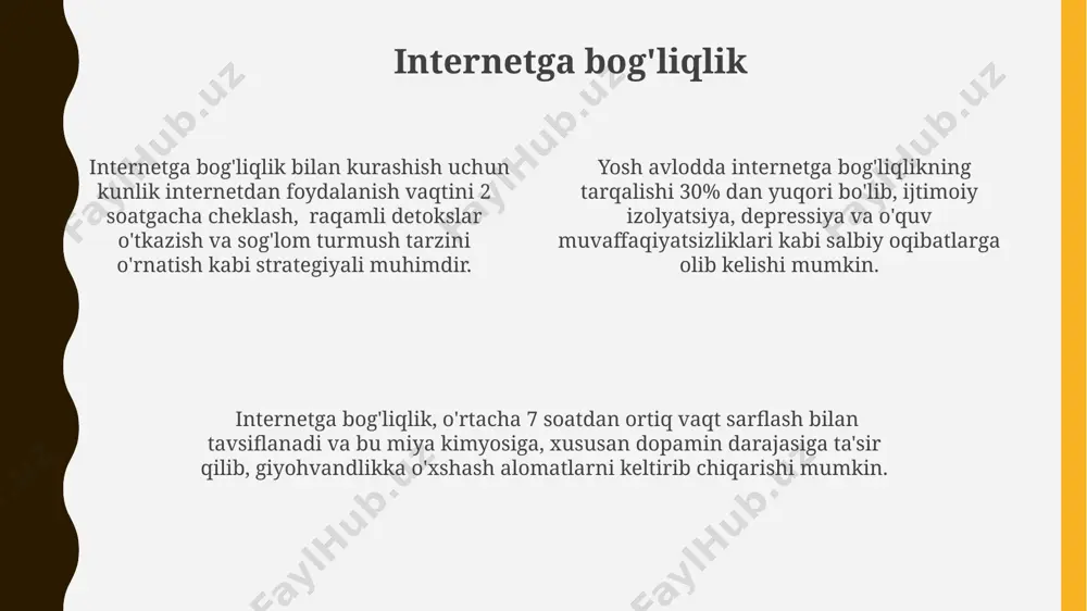0% гача кучайтиради ва кибержиноятчиларнинг ҳужумларидан ҳимоя қилади. shaxsiy ma'lumotlarning oshkor bo'lishi ijtimoiy tarmoqlardagi soxta profillar orqali 50% dan ortiq odamlar o'zlarining shaxsiy ma'lumotlarini, shu jumladan parollari va bank kartalari ma'lumotlarini yo'qotgan. onlayn so'rovnomalar va o'yinlar orqali yig'ilgan shaxsiy ma'lumotlar, keyinchalik 2000000 dan ortiq foydalanuvchining shaxsiy ma'lumotlar bazasini yaratish va potentsial firibgarlik uchun ishlatilishi mumkin. shaxsiy ma'lumotlarning oshkor bo'lishi, masalan, 100 dan ortiq do'stlaringiz bilan bo'lishgan fotosuratlaringiz orqali manzilingiz, ismingiz yoki tug'ilgan kuningiz kabi ma'lumotlarning firibgarlar qo'liga tushishiga olib kelishi mumkin. bolalarni himoya qilish bolalar ijtimoiy tarmoqlarda shaxsiy ma'lumotlarini, jumladan, manzilini, telefon raqamini, fotosuratlarini 30% hollarda ochiq qoldirib, kiberjinoyatchilar uchun oson o'lja bo'lishlari mumkin, bu esa ularning xavfsizligiga tahdid soladi. ijtimoiy tarmoqlarda 12 yoshgacha bo'lgan bolalar uchun mos bo'lmagan kontentning ko'pligi ularning psixologik rivojlanishiga salbiy ta'sir ko'rsatishi va agressiv xulq-atvor, ruhiy tushkunlik kabi muammolarni keltirib chiqarishi mumkin. onlayn o'yinlar va ijtimoiy tarmoqlar orqali bolalarga nisbatan kiber-tajovuzlar, ya'ni 70% dan ortiq …