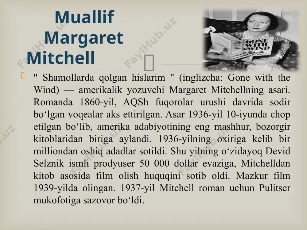 rta bir gap bo‘lar”... deya aytgan iborasi qanot chiqarib, jahonning turli manzillardagi minglab ayollarning va albatta erkaklarning umid nishonasi, ko‘ngil taskinidir.  shamollarda qolgan hislarim qo‘shma shtatlardagi fuqarolar urushi haqida uchinchi shaxs nomidan hikoya qilingan ushbu kitobda biz skarlettning shaxsiyatini, uning sevgi mojarolari va intilishlarini, quvonchlari va azob-uqubatlarini kuzatamiz. asarda asosiy ikkita erkak siymosi bor, bular: eshli uilks va rett batler. skarlett eshlini sevadi, ammo batlerga turmushga chiqadi. asar oxirida o‘quvchi skarlett aslida kimni sevganini tushunib yetadi. ana shu sevgi, rashk va bosh qahramon qizning o`ta kuchli sabr-matonati asar mavzusi qilib olingan.  ‘’shamollarda qolgan hislarim deyarli ming sahifa davomida biz insonlar bir birimizga bog’langan rishtalar haqida so’zlaydi.asar baxtiyor dunyosi yedirilib borishini kuzatib boruvchi janublik yosh ayolning hayoti haqida hikoya qiladi. ‘’shamollarda qolgan hislarim ‘’asarining asosiy g’oyasi: fuqarolar urushi paytida janubda bo'lganidek, urf-odatlar, turmush tarzi va fikrlash uslublari, hatto sevgi va bir birini tushunish bilan shamolga qarshi tura olish va …