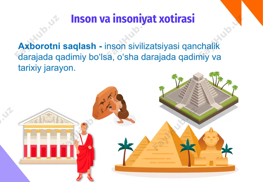 axborot uzatuvchi va qabul qiluvchini aniqlang? axborotni uzatish tartibi tabiatda axborot almashinuvi tabiatda muntazam axborot almashinuvi yuz beradi: quyoshdan taralayotgan nur orqali o‘simliklar yorug‘lik va issiqlikni qabul qiladi va shularni ta’sirida bahorda uyg‘onadi, kuzda esa barglarini to‘kadi. baohorda dala va tog‘ gullari ochilganda hid taraladi, asalarilar o‘sha hidlar orqali gullarda yig‘ilgan changlardan bol yig‘ishadi. gullarni, mevali daraxt va o‘simlik dunyosini changlaydi. asalarilar oilasida axborot uzatishning o‘ziga xos uslubi mavjud. asal yig‘ish imkoniyati bor joy topilganda, o‘sha joyni topgan asalari oilasi joylashgan uya oldiga kelib o‘ziga xos raqsga tushadi va shu tariqa axborot uzatadi. axborot manbasi qabul qiluvchi axborot kanali uzilishlar axborot uzatishda yuzaga kelishi mumkin bo‘lgan muammolar yuzaga kelishi mumkin bo‘lgan muammolar: telefonda ovozning uzilib eshitilishi; radio ishiga xalaqit qiluvchi shovqin; televizorda suratlarning qotib qolishi yoki yaxshi ko‘rinmasligi; internetdagi uzilishlar. qayd etilgan muammolar natijasida uzatiladigan axborot uzilib qolishi yoki to‘liq yetkazilmasligi mumkin. elektron pochta asrlar davomida bir-biridan ma’lum bir masofada …