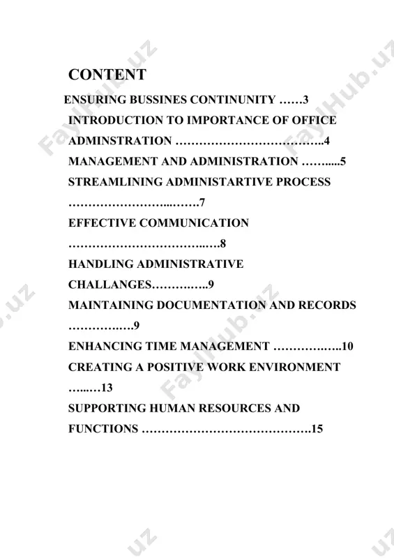 ion and know the charter of the enterprise. based on the information obtained from the above sources, the office manager should take a responsible approach to performing his / her functional duties. they must be done accurately, in a timely manner and in accordance with the requirements of the authorities. it is also necessary to know the internal working hours, the structure and staffing of the enterprise, the functional responsibilities of the enterprise departments, responsibilities of the employees of the administrative department. -introduction to office administration and management -organizational structures and department -office organization. -the office -the office personnel -office furniture and stationery -handling office correspondence -filing and storage of records -reprography -organization and methods introduction to importance of office adminstration the emergence of management as an essential distinct and leading institution is a pivotal event in social history, purely if ever has a new leading group emerged as fast …