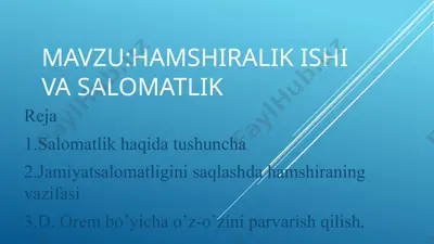 salomatlik haqida tushunchalar — PPTX