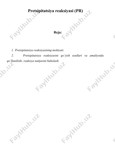 pretsipitatsiya reaksiyasi (pr) — DOCX