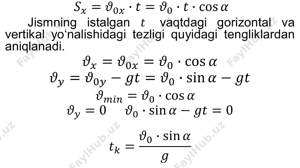 gorizontga qiya otilgan jism harakati 10-sinf, 7-mavzu - Page 3