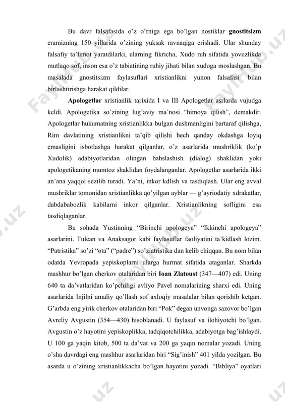 koplikka, tadqiqotchilikka, adabiyotga bag’ishlaydi. u 100 ga yaqin kitob, 500 ta da’vat va 200 ga yaqin nomalar yozadi. uning o’sha davrdagi eng mashhur asarlaridan biri “sig’inish” 401 yilda yozilgan. bu asarda u o’zining xristianlikkacha bo’lgan hayotini yozadi. “bibliya” oyatlari ramziy — timsoliy bayon kdlinadi. u mushriklik falsafasini qoralaydi. uningcha, bu falsafa insonni xristian dinichalik hech mahal haqiqatga olib kelmaydi. avgustin bahs shaklida boshqa (dialog) falsafiy asarlar yozgan. sxolastika so’zi yunoncha “shkola”dan (“shola”) olingan bo’lib, “o’qish joyi”, “maktab” ma’nolarini anglatadi. buyuk karl saroyida o’qituvchilik kdlganlarni yoki umuman saroy maktabidagi o’kdtuvchilarni sxolastlar deb ataganlar. shuningdek, dinni o’rganishda falsafani tatbiqqilgan o’rta asr olimlarini ham sxolastlar deb ataganlar. sxolastikani ma’lum darajada ilohiyotni aqlga moslashtirish, dinni tafakkur yordamida quvvatlashga bulgan intilish, deb ham baholash mumkin. o’sha davrda ilohiyotni muqaddas kitoblar aqidalari asosida emas, balki falsafiy nuqtai nazardan tadqiq qilish toqozo qilinardi. sxolastlarning maqsadi e’tiqod aqlga muvofiqmi, degan savolga javob berish bo’lgan. realizm uning yirik vakillaridan …