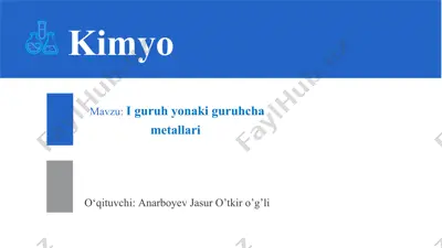 i guruh yonaki guruhcha metallari — PPT