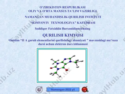 ii a guruh elementlarini qurilishdagi ahamiyati elektron dars ishlanmasi — PPT