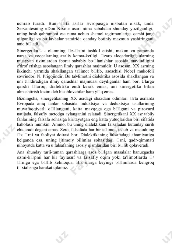 nga erishish usuli, deb ta'kidlanadi. bu usul qllanilganda fikrning mazmuni kchma ma?noda bayon qilinadi, ya'ni «qizim senga aytaman, kelinim sen eshit» deganga xshash holat nazarda tutiladi. u nafaqat qadimgi yunoniston, balki rta asrlarda evropada ham keng tarqalgan. agar bu usul yolon xulosalarga olib kelsa, nega z davrining kpgina dono kishilari undan foydalanganlar, degan savol tuilishi mumkin. ma'lumki, insoniyat tarixida hurfikrlilik va ijtimoiy-siyosiy jarayonlarga munosabatni tri ifodalashning ilqji qolmagan zamonlar kp blgan. bunday holni inkvizitsiya hukmron blgan rta asrlar evropasiga ham tadbiq etish muinkin. sha davrda ham kpgina ziyolilarning ana shu usulga suyanmasdan iloji yq edi. umuman olganda, «do'ppi tor kelib qolgan» ana shunday zamonlarda fikrni gulxaniyning mashhur «zarbulmasal» asari kabi ifodalash hollari uchrab turadi. buni rta asrlar evropasiga nisbatan olsak, unda servantesning «don kixot» asari nima sababdan shunday yozilganligi, uning bosh qahramoni esa nima uchun shamol tegirmonlariga qarshi jang qilganligi va bu lavhalar zamirida qanday botiniy mazmun yashiringani aniq bladi. …
