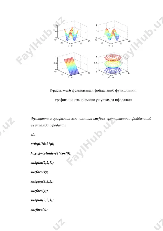 matlab тизимидa уч ўлчовли графиклар қуриш - Page 5