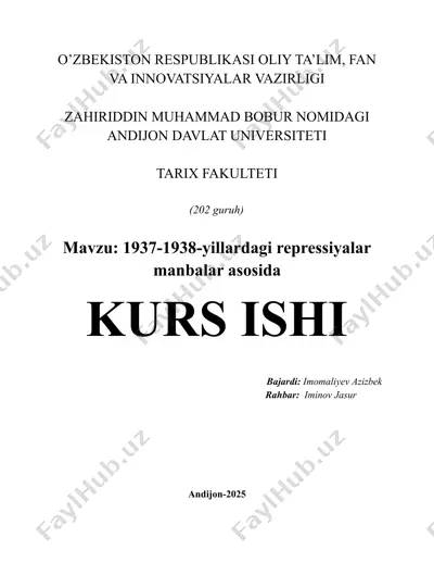 1937-1938-yillardagi repressiyalar manbalar asosida — DOCX