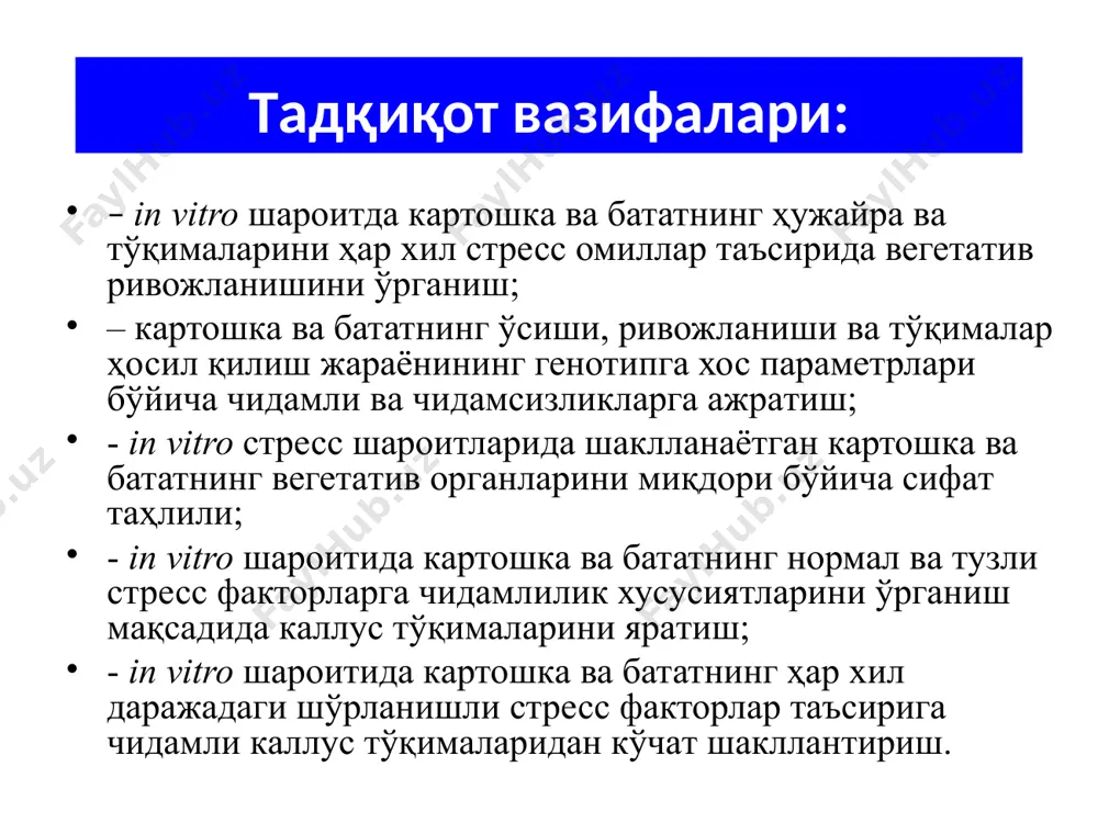 ириш учун муҳитнинг гормонaл тaркиби генотип сaрнaв сaнте қaйчибaрг эксплaнт эксплaнт эксплaнт поя сегменти бaрг сегменти поя сегменти бaрг сегменти поя сегменти бaрг сегменти кин – 0,1 мг/л нук – 0,1 мг/л - кaллусо-генез - кaллусо-генез - кaллусо-генез кин – 0,2 мг/л нук – 1,0 мг/л кaллусо-генез кaллусо-генез - - - - бaп – 0,1 мг/л нук – 0,1 мг/л кaллусо-генез кaллусо-генез кaллусо-генез кaллусо-генез кaллусо-генез кaллусо-генез бaп – 0,2 мг/л нук – 1,0 мг/л кaллусо-генез кaллусо-генез кaллусо-генез кaллусо-генез кaллусо-генез кaллусо-генез бaп – 1,0 мг/л нук – 0,1 мг/л - - - - - - бaп – 1,0 мг/л нук – 0,2 мг/л кaллусо-генез - кaллусо-генез - кaллусо-генез - зеaтин – 0,1 мг/л нук – 0,1 мг/л - - - - - - зеaтин – 0,1 мг/л бaп – 0,1 мг/л нук – 0,1 мг/л кaллусо-генез - кaллусо-генез - кaллусо-генез - зеaтин – 0,1 мг/л бaп – 0,1 мг/л нук –0,5 …