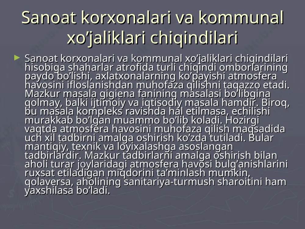 maydi. radioaktiv moddalar aktivligi, radiatsiya birligi aslida radiatsiya so'zi "nurlanish" degan ma`noni anglatadi va keng doiradagi fizik hodisalarni qamrab oladi. radioaktivlik bilan odatda kundalik hayotda ham duch kelamiz. radiatsiya ta`mga, rangga, hidga ega bo'lmagani va uni inson organizmi yaqqol sezmasligi sababli uni faqat maxsus nazorat uskunalari yordamida aniqlash mumkin. mamlakatimizda radiatsiyaning eng ko'p uchraydigan turi - bu tabiiy radiatsiya (tabiiy radioaktivlik), ya`ni o'zining tarkibida yuqori darajali radioaktiv elementlarni saqlashi mumkin bo'lgan muayyan materiallardir. shu sababdan sohada doimiy monitoring o'rnatish maqsadga muvofiqdir. misol uchun, qurilish materiallari yoki mineral o'g'itlar ishlab chiqaruvchi o'z mahsulotining radiatsiyaviy omil bo'yicha sifati nazoratiga mas`uliyat bilan yondashishi zarur. sanitariya qoidalari va me`yorlariga asosan turarjoy va jamoat binolarini qurishda foydalaniladigan har qanday materiallarda tabiiy radioaktiv moddalar aktivligi, radiatsiya birligi 370 bk/kg dan oshmasligi lozim. rek me'yoriy ruxsati rek me'yoriy ruxsatining eng yuqori holati insonning (hid, 20 daqiqa davomida yorug'lik) reflektor his qilishiga asoslab topilgan. bir kecha-yu kunduzlik rek …