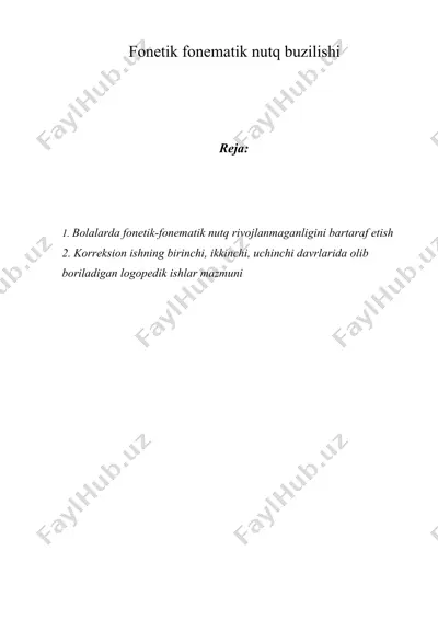 fonetik fonematik nutq buzilishi — DOCX