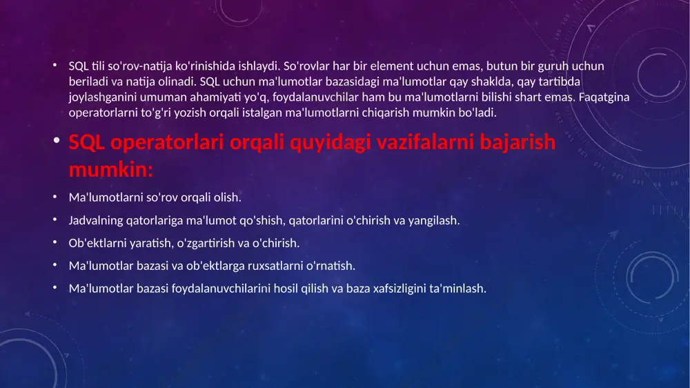 sql tilida ma'lumotlar bazasidan ma’lumotlarni olish - Page 3