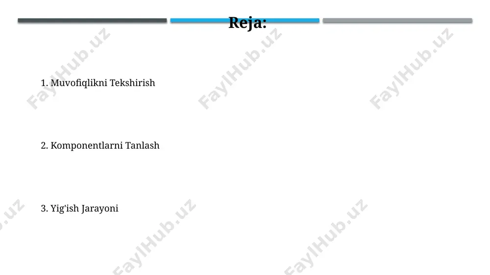 m omillar hisoblanadi, ular tizimning umumiy samaradorligiga ta'sir qiladi. ram hajmi (8gb dan kam bo'lmasligi kerak) va tezligi (ddr4-3200 yoki undan yuqori) operativ xotira sifatiga bog'liq bo'lib, dasturlarni tez yuklash va ko'p vazifalarda ishlash uchun muhim ahamiyatga ega. byudjet va moslashuvchanlikni hisobga olish компонентлар танлашда, ssd ёмъирият ва тезкор хотира миқдори (ram, 8gb дан кам бўлмаслиги керак) каби параметрларни ҳам бюджетга мос равишда танланг. бу сизнинг компьютернинг иш тезлигига таъсир қилади. мослашувчанликни таъминлаш учун, келажакда янгилашларни ўйлаб, pcie 4.0 ёки 5.0 қўллаб-қувватловчи она платини танланг. бу сизга келгусида кучлироқ процессор ва видеокарта ўрнатиш имконини беради. videokartani tanlash video kartaning tdp (thermal design power) ko‘rsatkichi uning quvvat sarfini bildiradi. masalan, 150w tdp ga ega karta 250w tdp ga ega kartaga nisbatan kamroq energiya sarflaydi, ammo ishlash quvvati ham pastroq bo‘lishi mumkin. video kartaning xotira hajmi (masalan, 4gb, 6gb, 8gb yoki undan ko‘p) uning ishlash tezligiga va o‘yinlarning yuqori aniqlikdagi sozlamalarda ishlash …