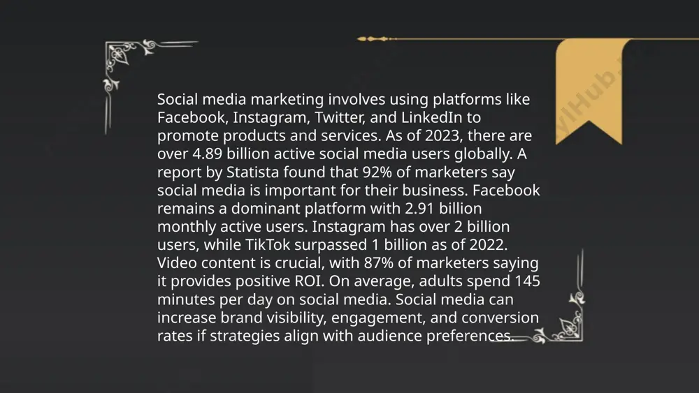 ffective than other types on social media. with an average user watching 19 hours of online videos weekly, platforms like youtube and tiktok dominate engagement. 4. influencer collaborations yield an average roi of $5.20 per $1 spent. micro-influencers, with followings between 1,000 to 100,000, provide targeted engagement, achieving 60% higher campaign success rates. 5. social media algorithms favor content with high initial engagement. posts should spark interaction within the first hour to optimize reach. identifying peak posting times, such as 9 a.m. to 11 a.m. on weekdays, enhances visibility. ... t.me/slaydai_bot social media platforms collect vast amounts of personal data, affecting user privacy. in 2023, 64% of internet users were concerned about their data privacy on social media. these platforms track user behavior, location, and preferences, often sharing information with third parties. approximately 70% of social media users do not read privacy policies, leading to uninformed consent. in a recent …
