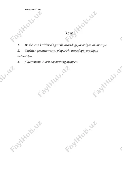 macromedia flash dasturida tasvirlar bilan ishlash — DOC