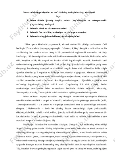 islom qadriyatlari va ma’rifati — DOCX