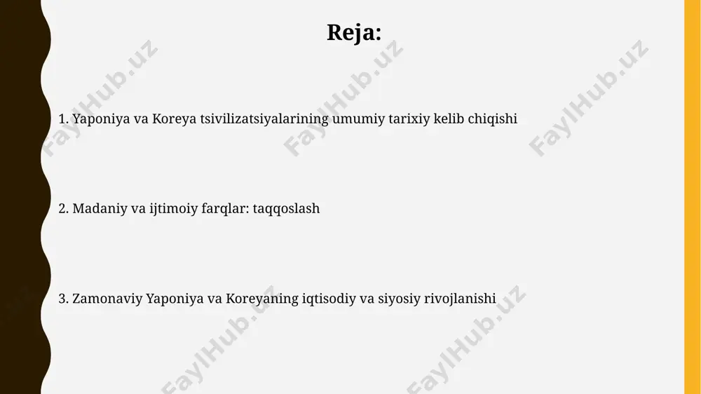yaponiya 2030-yilga kelib yalpi ichki mahsulotining 1,5% ga o'sishi kutilmoqda, koreya esa 2,5% ga o'sishi taxmin qilinmoqda. bu raqamlar demografik o'zgarishlar va texnologik taraqqiyotga bog'liq. adabiyot va musiqa koreya musiqasida pansori janri, 5 ta asosiy qo'shiqchi tomonidan ijro etilgan, o'ziga xos improvizatsiya va hikoyaparastlik bilan ajralib turadi, yapon togaku musiqasi esa ko'proq ma'naviy va rasmiy uslubga ega. yaponiya noh teatri va koreya talchumi teatri ikkalasi ham maskalar va musiqadan foydalanadi, lekin ularning spektakl uslublari va hikoya aytib berish usullari tubdan farq qiladi, shuningdek, spektakllar davomiyligi ham sezilarli darajada farq qiladi. an'anaviy kiyim-kechak va urf-odatlar koreys hanboki, odatda, uzun koʻylak va shimdan iborat boʻlib, ranglari va naqshlari taʼsirli boʻlib, asosan tabiiy materiallardan tayyorlanadi. anʼanaviy yapon va koreys kiyimlarida qoʻllaniladigan ranglarning ramziy maʼnolari farq qiladi, masalan, oq rang yaponiyaliklar uchun tozalikni, koreyslar uchun esa motamni anglatadi. ijtimoiy tuzum va sinflar ikkala jamiyatda ham konfutsiy falsafasi ijtimoiy tuzumga chuqur ta'sir ko'rsatib, qirollik avtoriteti …