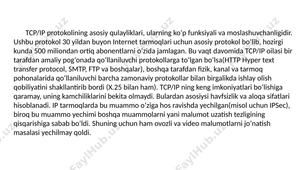am ldp prokoliga o‘xshash bo‘lib farqli joyi to‘g‘ridan-to‘g‘ri marshrutlashda lsp trakt hosil qilishdir. cr -ldp protokolida paketlar yonalishi haqida qo‘shimcha malumotlar to‘plami mavjud bo‘lib, yuqorida keltirilganidek mpls da te(traffic engineering) – trafik taqsimoti va qos uchun ishlatiladi 2-rasm. trafik boshqarilmagan holat. 3-rasm. trafik boshqarilgan holat. mpls ishlash mexanizmi. mpls asosini belgi (metka)lar kommutatsiyasi tashkil qiladi. har qanday jo‘natiladigan paket uchun fec (forwarding equivalence class) belgilanadi va o‘ziga hos yoki tarmoqdagi marshrutizatorlarda yani lsp (label switching router)da o‘xshashi bo‘lmagan belgi tayinlanadi. belgini istalgan paketga qo‘shish mumkin, uni joylashish tartibi kanal pog‘onasida qo‘llanilgan texnologiyaga bog‘liq ravishda tartibga solinadi. marshrutlash algoritimida qatnashayotgan lsp marshrutizator tarmoq haqida topologik malumotlarni ospf, bgp, is-is protokollari orqali oladi. mpls tarmog‘i ish mexanizimiga ko‘ra ikki sohaga bo‘linadi – yadro va chegaraviy soha (4-rasm). yadroning vazifasi marshrutizatsiya qismining eng kam ishlatilishi orqali paketlarni manzilga yetkazishdan iborat. u faqatgina paketlarni kommutatsiyalash bilan shug‘ullanadi. paketlarni turli xil oqimlarga ajratish va qo‘shimcha …