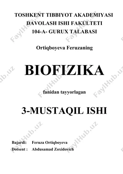 galvanizatsiya dorivor moddalarning elektroforezi — DOCX