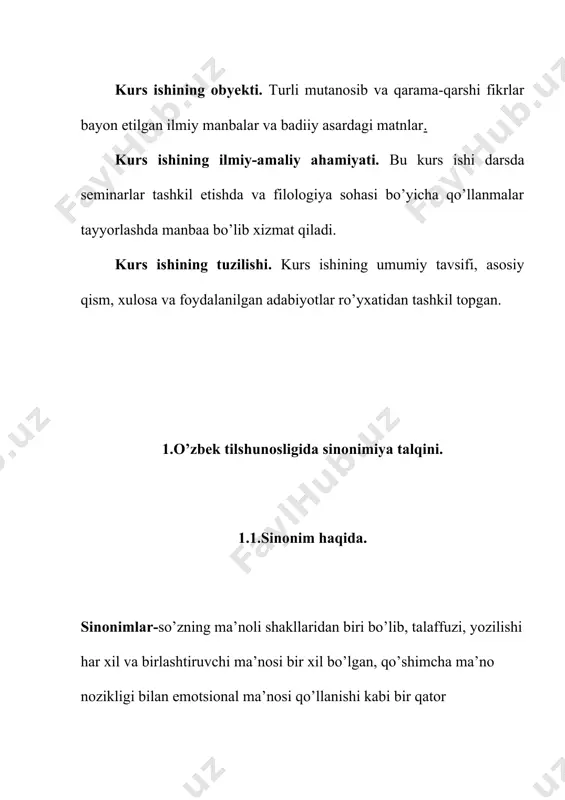 la jarayonida uslubiy vazifalarni bajaradigan barcha til sathlari birliklari hisobiga yaratiladigan matnda ham paydo bo’ladi. bu xildagi sinonimlar matniy sinonimlar deyiladi”. 1.4.sinonimiyaning polisemiyadan farqi aa.reformatskiyning fikricha, termin ko’p ma‘nolikdan, ya‘ni polisemiyadan ajralib turishi kerak. termin bir va aniq ma‘noni bildiradigan maxsus so’zdir. so’z esa doimo ham bunday xususiyatlarga ega emas. bundan shu xulosaga kelish mumkinki, so’zning qamrovi va ko’lami terminga qaraganda bir necha bor kattaroq. chunki odatda so’zlar o’z asl ma‘nolaridan tashqari ko’chma va obrazli ma‘nolarda ham ishlatiladi. o’zbek tilshunosligida amalga oshirilgan qator ilmiy tadqiqotlar sohalar terminologiyalarining rivoji uchun katta hissa bo’lib qo’shildi. r.doniyorov, s.akobirov, i.pardayeva, h.yodgorov, z.mirahmedova kabi olimlarning tadqiqotlari shular jumlasidandir. mazkur ishlarda sohaviy terminologik sistemalar tahlil qilinib, lingvistik nuqtai nazardan tadqiq etilgan. shu kabi tadqiqotlar fan va texnikaning muayyan bir tarmog’i terminlari rivojiga ijobiy hissa qo’shgani shubhasizdir. tilshunoslikda, xususan, leksikologiyada tilning asosiy lug’aviy birligi bo’lgan leksemalar bir-biridan ajralgan holda emas, balki o’zaro bog’liqlikda, xilma-xil ma'noviy aloqadorlikda reallik …