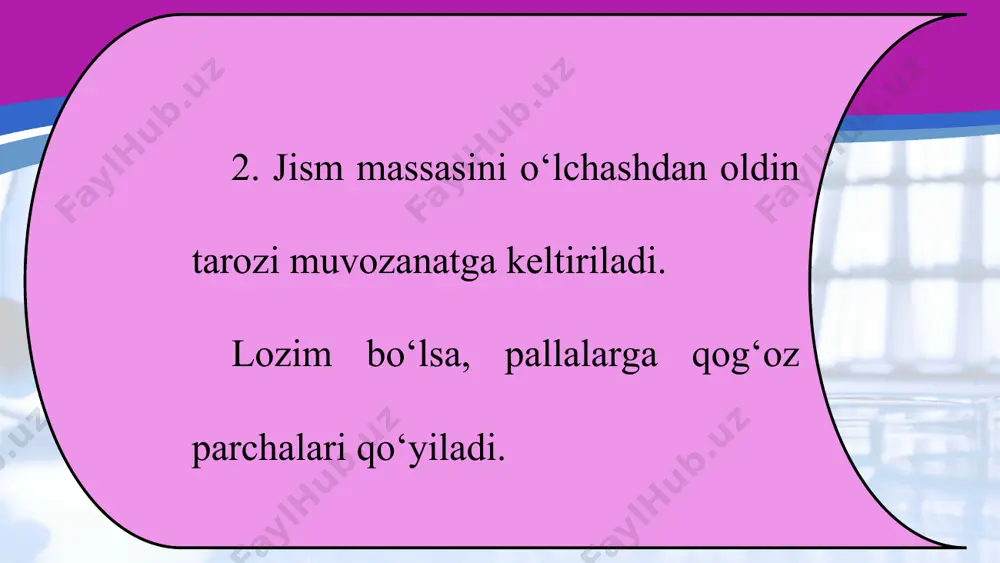 laboratoriya ishi. shayinli tarozi yordamida jism massasini o‘lchash 6-sinf - Page 4