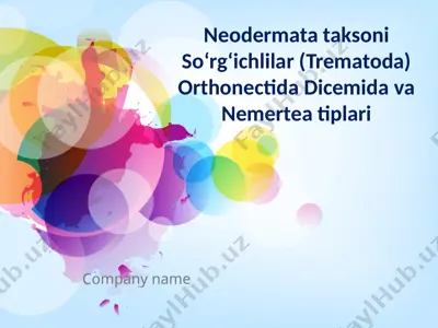 neodermata taksoni sо‘rg‘ichlilar (trematoda) orthonectida dicemida va nemertea tiplari — PPTX