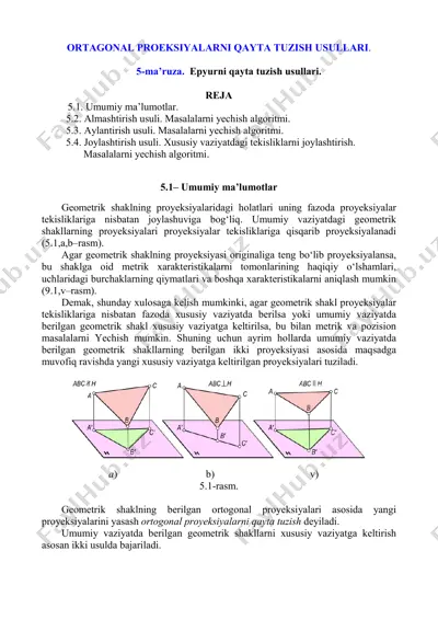 ortagonal proeksiyalarni qayta tuzish usullari — PDF
