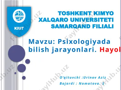 psixologiyada bilish jarayonlari.hayol — PPTX