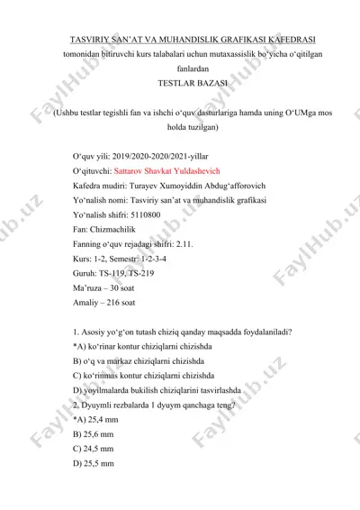 tasviriy san’at va muhandislik grafikasi — DOC