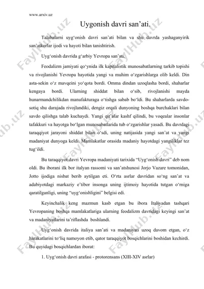 uygonish davri san’ati — DOC