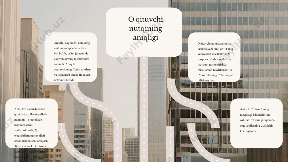 ya qilishda muhim ahamiyatga ega. o'qituvchining o'z uslubini qanday rivojlantirishi mumkin o'qituvchi o'z nutq uslubini rivojlantirish uchun yangi pedagogik usullarni o'rganishi kerak. shuningdek, tinglovchilarning fikrlarini inobatga olish muhimdir. qiziqarli uslubning ta'lim jarayonidagi o'rni qiziqarli uslub ta'lim jarayonida o'quvchilarning e'tiborini saqlab qoladi. bu, o'z navbatida, ularning o'zlashtirish darajasini oshiradi. o'qituvchi nutqidagi qiziqarli elementlar o'qituvchi nutqida hikoya qilish, misollar keltirish va savol-javoblar o'tkazish kabi qiziqarli elementlar mavjud. bular o'quvchilarning faol ishtirok etishiga yordam beradi. ta'sirchan va qiziqarli nutq o'rtasidagi bog'liqlik nutqning o'zaro aloqalari ta'sirchan nutq va qiziqarli uslub o'rtasida kuchli bog'liqlik mavjud. qiziqarli nutq tinglovchilarning e'tiborini jalb qiladi va ularni aktiv ravishda ishtirok etishga undaydi, bu esa ta'sirchanlikni oshiradi. ta'sirchan nutqning qiziqarli bo'lishi o'qituvchi nutqi ta'sirchan bo'lishi uchun qiziqarli bo'lishi zarur. qiziqarli uslublar, hikoyalar va misollar orqali o'qituvchi o'z ma'ruzalarini yanada jonli va esda qolarli qiladi. nutq samaradorligini oshirish usullari o'qituvchi nutqi samaradorligini oshirish uchun vizual materiallar, interaktiv uslublar va samarali savol-javoblar …