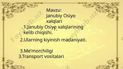 janubiy osiyo xalqlari — PPTX