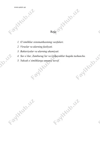 o`simliklar sistematikasiga kirish — DOC