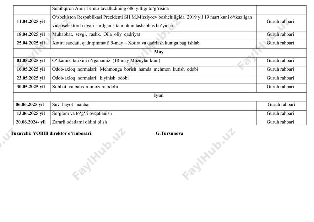 ma`naviyat soatlari mavzuralari rejasi - Page 4