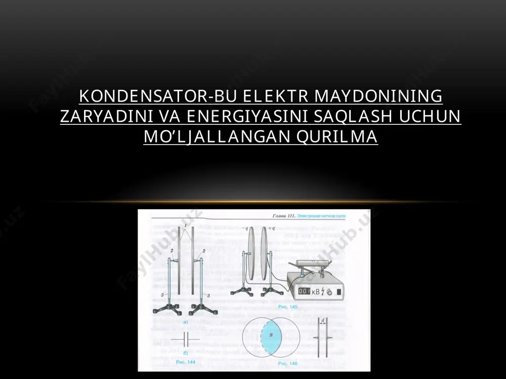 k materiallar bilan muhrlangan korpusdan foydalanadi. germetizatsiyalangan kondensatorlar– bu kondansatorlar germetik yopiq korpusga ega bo'lib, bu kondansatörning ichki tuzilishining atrof-muhit bilan o'zaro ta'sirini istisno qiladi. image1.png image3.jpeg image4.jpeg image5.jpeg image6.jpeg image7.jpeg image8.jpeg image9.jpeg image10.png image11.jpeg image12.jpeg