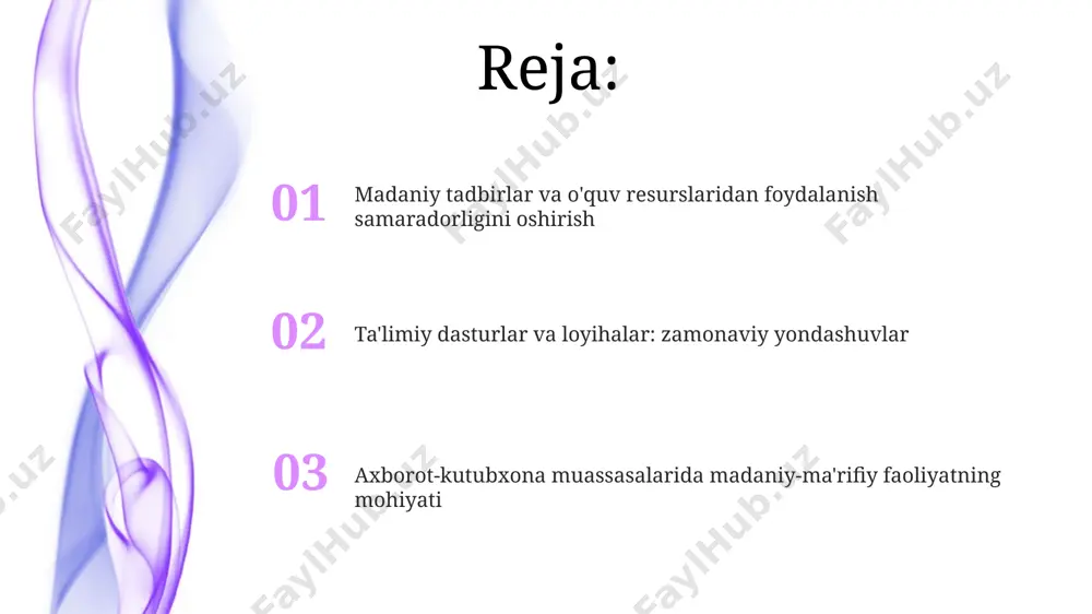 odiy qobiliyatlarini rivojlantirishga qaratilgan. kutubxonalar qoshidagi to'garaklar faoliyatida har oyda kamida 2 ta tadbir o'tkaziladi, jumladan, adabiy kechalar, kitob taqdimotlari va 3 dan ortiq turli mavzulardagi davra suhbatlari tashkil etiladi. mavzuli ko'rgazmalar: tashkil etish tamoyillari mavzuli ko'rgazmalarni loyihalashtirishda ilmiy aniqlik, 8-12 yoshdagi bolalar tushunadigan tilda yozilgan izohlar va vizual materiallarning 60-70% dan ko'p bo'lmagan qismini ta'minlash talab etiladi. mavzuli ko'rgazmalar: tashkil etish tamoyillari xorijiy tajriba: ilg'or amaliyotlar xorijiy tajriba: ilg'or amaliyotlar aqsh kutubxonalari "makerspace"lar yaratish orqali steam (fan, texnologiya, injeneriya, san'at, matematika) yo'nalishidagi 20 dan ortiq bepul o'quv dasturlarini taklif etadi, bu esa jamoatchilikning texnologik savodxonligini oshiradi. adabiy kechalar va uchrashuvlar uchrashuvlar ko'pincha 1 soatlik "savol-javob" sessiyasini o'z ichiga oladi, unda 20 dan ortiq tomoshabinlar muallif bilan ijodiy jarayon va kitoblari haqida fikr almashishadi. an'anaviy adabiy kechalarda 3 ta asosiy qism mavjud: 1 - kirish qismi (15 daqiqa), 2 - asosiy qism (60 daqiqa), 3 - yakuniy qism (15 daqiqa), …