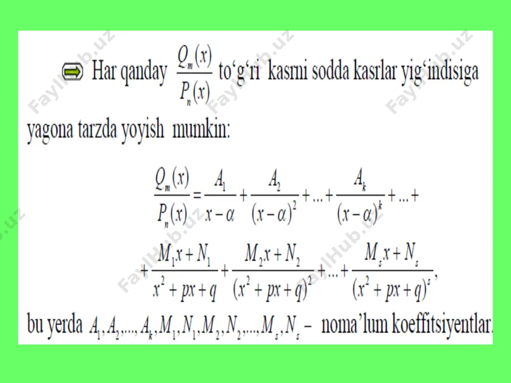 eng sodda ratsional kasrlarni integrallash - Page 5