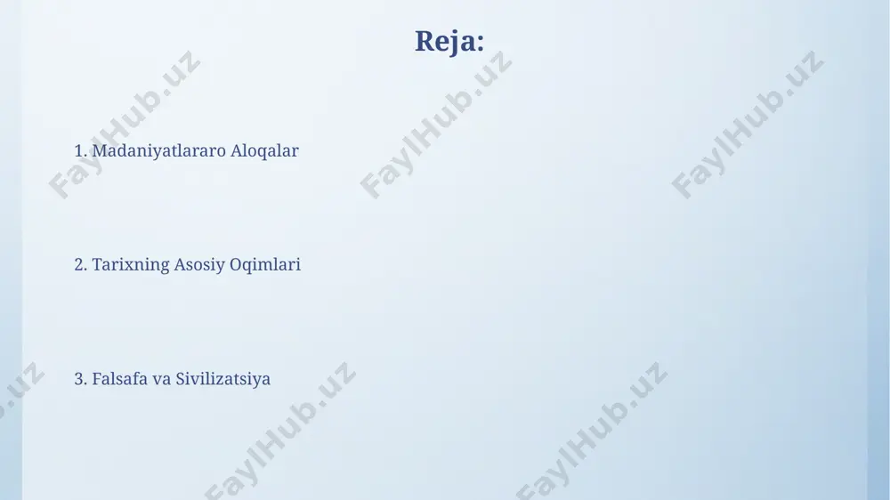 k g'oyalari bilan ajralib turgan. falsafa va uning ta'siri falsafa, 9-10-asrlarda buxoroda va samarqandda jahon ilm-fani markazlari boʻlgan madrasalar orqali rivoj topdi, ibn sino va al-xorazmiy kabi buyuk mutafakkirlarning fikrlari keng tarqaldi. falsafa, 15-asr o'rta osiyoda temuriylar davrida yozma manbalar orqali o'rganilgan va turli diniy ta'limotlar bilan bog'lanib, yangi fikrlash uslublarini shakllantirdi. jahon madaniyatining xususiyatlari qadimgi misr madaniyati, taxminan 3000 yil davomida davom etib, nil daryosi bo'ylarida rivojlangan va o'zining ulug'vor piramidalar, iyerogliflari va murakkab diniy tizimi bilan dunyo madaniyatiga katta hissa qo'shgan. jahon madaniyatining xususiyati sifatida 15-asrda samarqandda, amir temur davrida yuz bergan ilmiy va madaniy yutuqlarning jahon miqyosidagi ta’siri 20 dan ortiq mamlakatlarning rivojlanishiga sezilarli ta’sir ko'rsatgan. tarixning asosiy davrlari qadimgi misr tsivilizatsiyasi, miloddan avvalgi 3100-yildan 30-yilgacha davom etib, nil daryosi bo'ylarida ulkan piramidalar va iyeroglif yozuvi bilan mashhur bo'lgan. yunonistonning klassik davri (miloddan avvalgi 5-4-asrlar) demokratiya, falsafa va teatrning rivojlanishi bilan ajralib turadi, afina va sparta kabi …