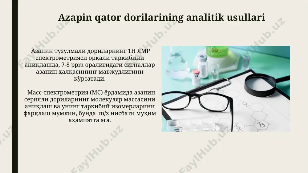 azapin qatori dori moddalar taxlili - Page 5