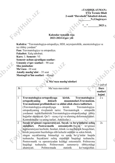 2023-2024 o‘quv yili tematik reja — DOCX