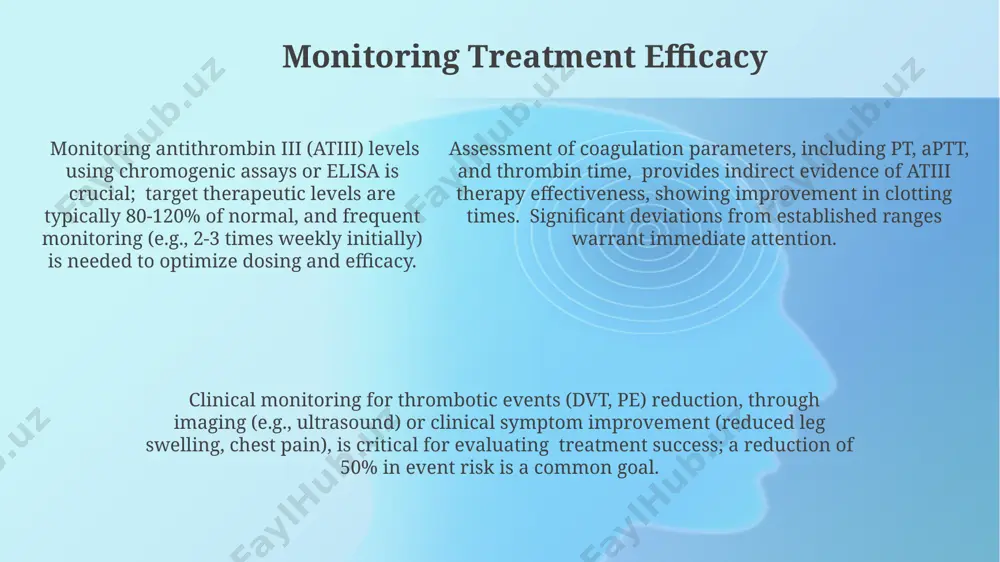 or reduced levels of atiii impair the natural anticoagulant pathways, specifically the inhibition of factor xa and thrombin, thereby disrupting the delicate balance between coagulation and fibrinolysis. thrombosis in atiii deficiency manifests as venous thromboembolism (vte), including deep vein thrombosis (dvt) and pulmonary embolism (pe), due to the hypercoagulable state resulting from inadequate thrombin inhibition. atiii deficiency leads to uncontrolled thrombin activity, increasing the risk of thrombosis by 5-10 fold. this is because atiii normally neutralizes approximately 70% of thrombin generated during coagulation. antitrombin iii deficiency: types and genetics over 100 different mutations in the serpinc1 gene, which encodes for atiii, have been identified, highlighting the genetic heterogeneity of this deficiency and contributing to the diverse clinical presentations observed in affected individuals. antitrombin iii deficiency is inherited in an autosomal dominant pattern in approximately 85% of cases, meaning only one copy of a mutated gene is sufficient to cause the …