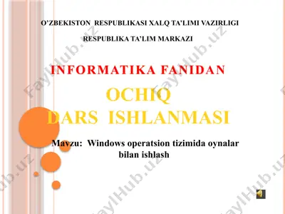 windows operatsion tizimida oynalar bilan ishlash — PPTX