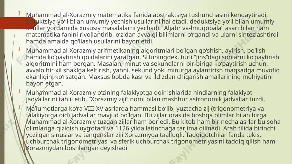 larning ilmiy manbalarni to‘plash, ularni ifodalash va kuzatganlarni tushintira olish malaka va ko‘nikmalarini hosil qilishga katta baho berdi. abu nasr forobiy (to‘liq nomi abu nasr muhammad ibn muhammad ibn uzaliq ibn tarxon al-forobiy) hijriy 260 yil (milodiy 873 yil)da shosh – toshkentga yaqin forob (o‘tror) degan joyda harbiy hizmatchi oilasida tug‘ilgan. forobda boshlang‘ich ta’limni olgach, shoshda, buxoroda, samarqanda ta’lim olganligi haqida ma’lumotlar bor. lekin arab xalifaligining yirik madaniy markazi bag‘dodga xalifalikning turli tomonlaridan kelgan olimlar yig‘ilganligi, uning yirik ilmiy markazga aylanganligi tuyfayli forobiy ham ilm olish istagida bag‘dodga jo‘naydi. bag‘dodda forobiy o‘rta asr fanini, turli fan sohalarini o‘rganadi. masalan, unga yunon tilida abu bashar matta (matta ibn yunus), tibbiyot va mantiqdan yuxanna ibn haylon (jilon) ta’lim bergan. umuman, forobiy bag‘doda matematika, mantiq, tibbiyot, ilmi nujum, musiqa, tabiiyot, huquq, tilshunoslik, poetika bilan shug‘ullandi, turli tillarni o‘rgandi. bazi manbalarda forobiy 70 dan oshiq tilni bilganligi haqida gapiriladi. abu nasr forobiy qomusiy olim …