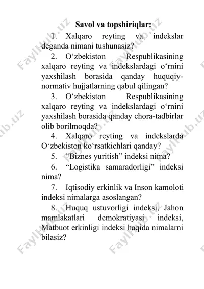 xalqaro reytinglar va indekslar — DOCX